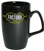 Black earthenware printed mug