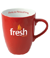 red earthenware promotional coffee mug
