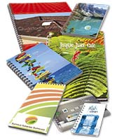 A selection of low cost wiro notebooks which can be branded with your company message